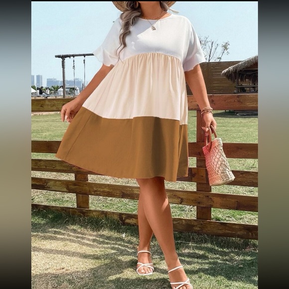 Plus color block smock dress - Picture 9 of 10